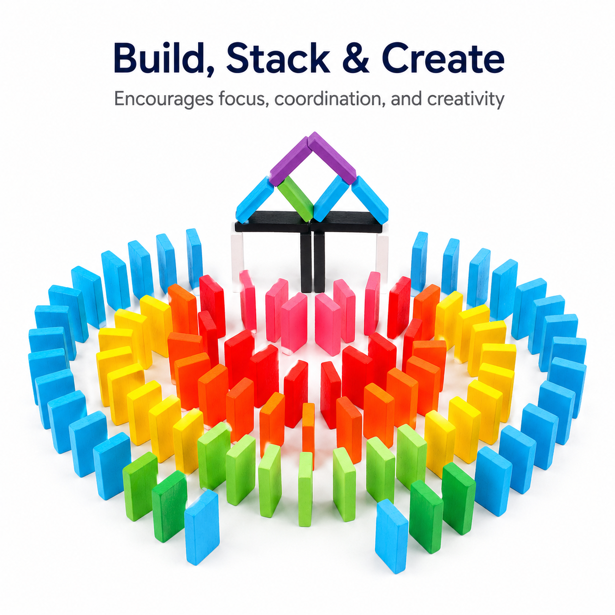 120 PCS Rainbow Wooden Domino Set