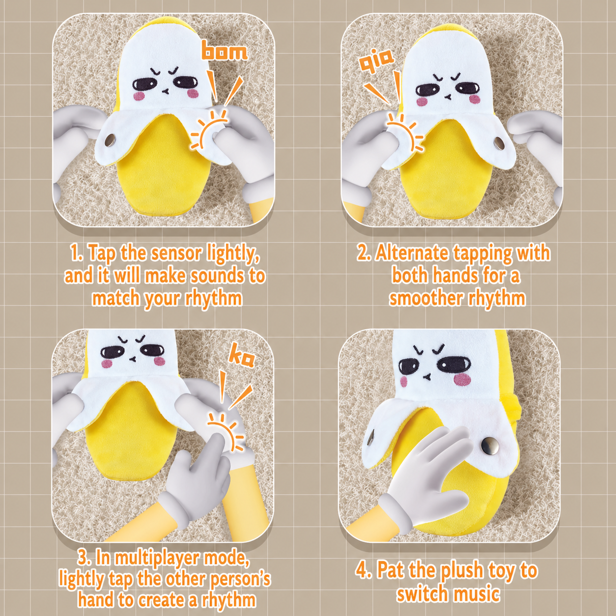 🎶Human Body Sensor Beat Music Banana Plush Toy