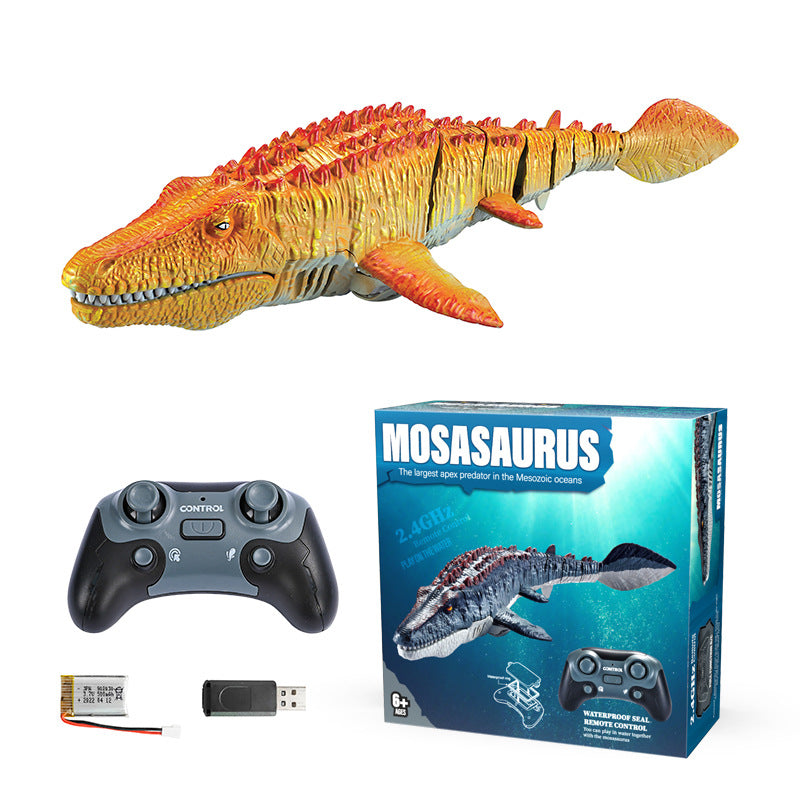 Remote Control Mosasaurus Dinosaur Toy with Light & Spray