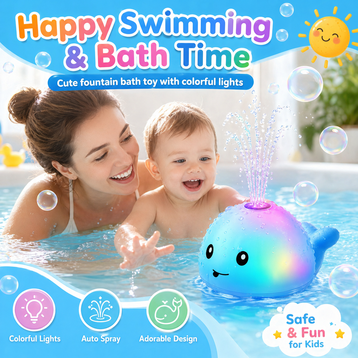 Bath play water spray whale electric toy