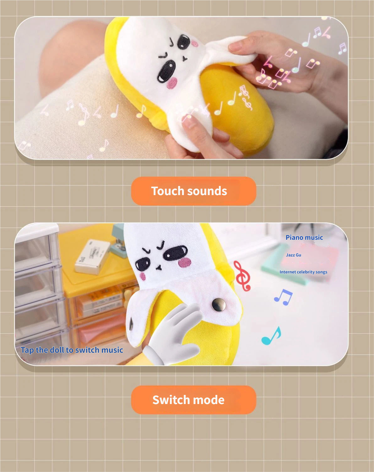 🎶Human Body Sensor Beat Music Banana Plush Toy