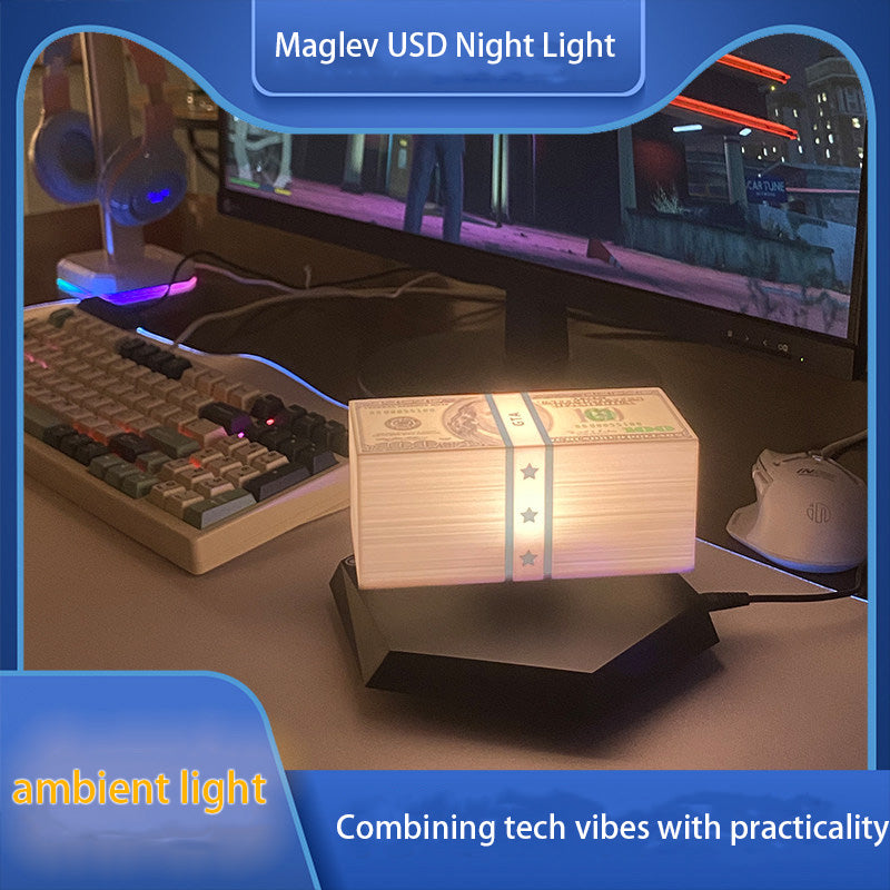 Magnetic Levitation Dollar Light GTA5 Peripheral Toy Desktop Ornament Grand Theft Auto Atmosphere Lamp Birthday Money Light