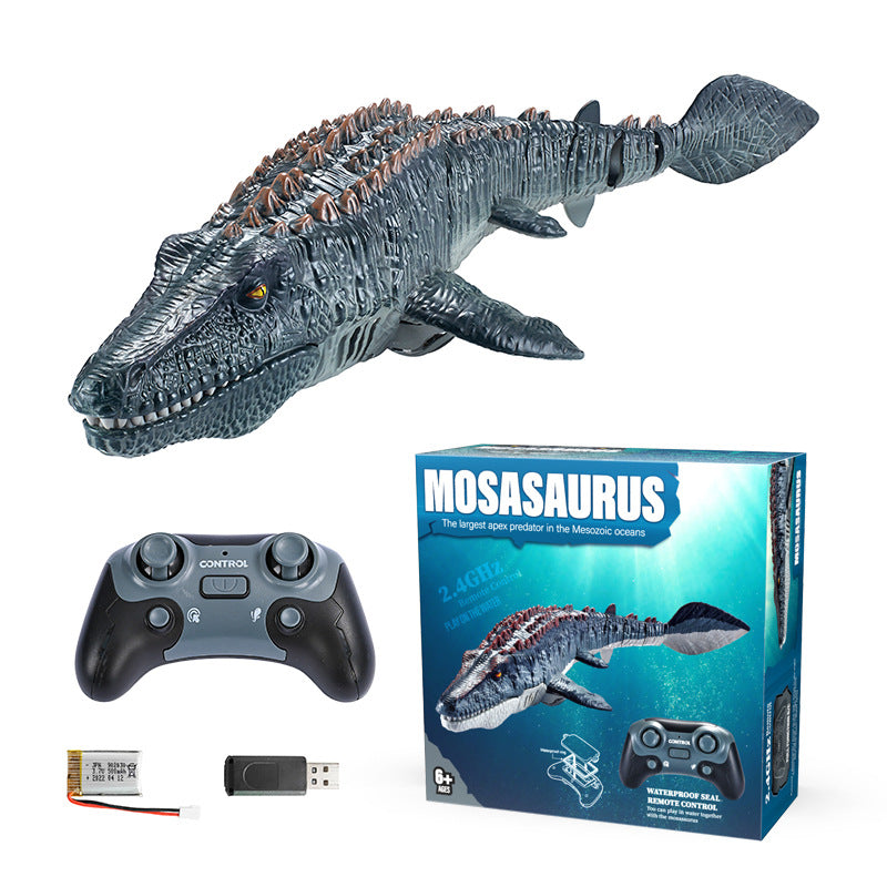 Remote Control Mosasaurus Dinosaur Toy with Light & Spray