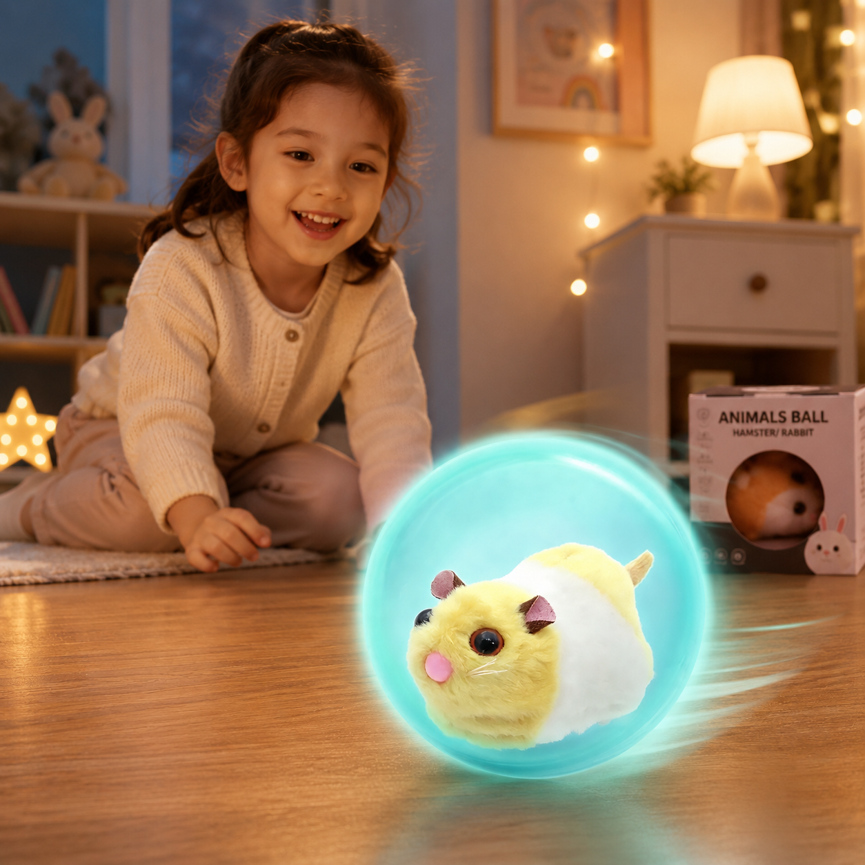 Simulation Hamster and Bunny Luminous Rolling Ball Toy