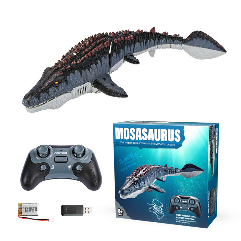 Remote Control Mosasaurus Dinosaur Toy with Light & Spray