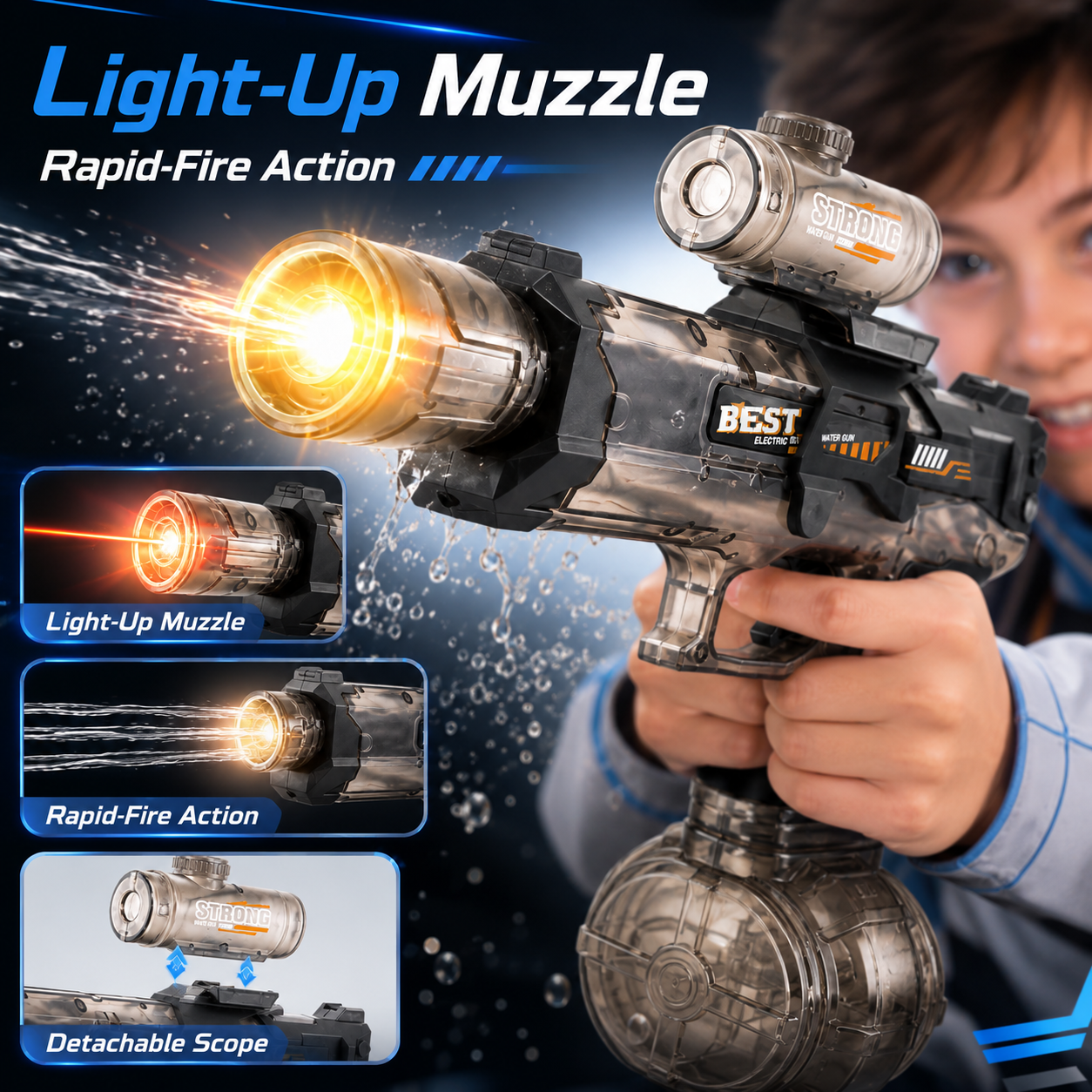 Futuristic Rapid-Fire LED Water Blaster💦