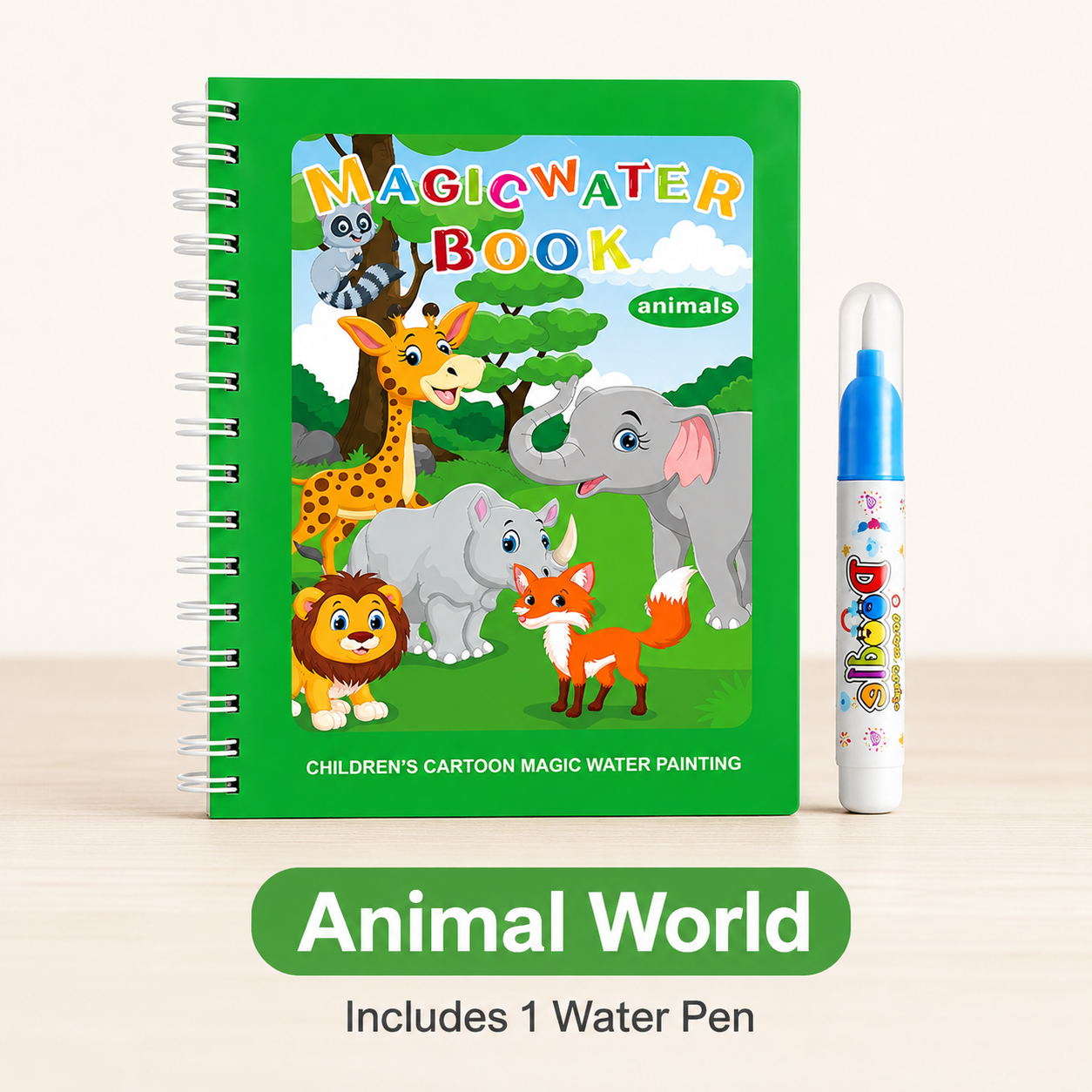 Magic Water Coloring Book-Reusable No-Mess Drawing Activity Set