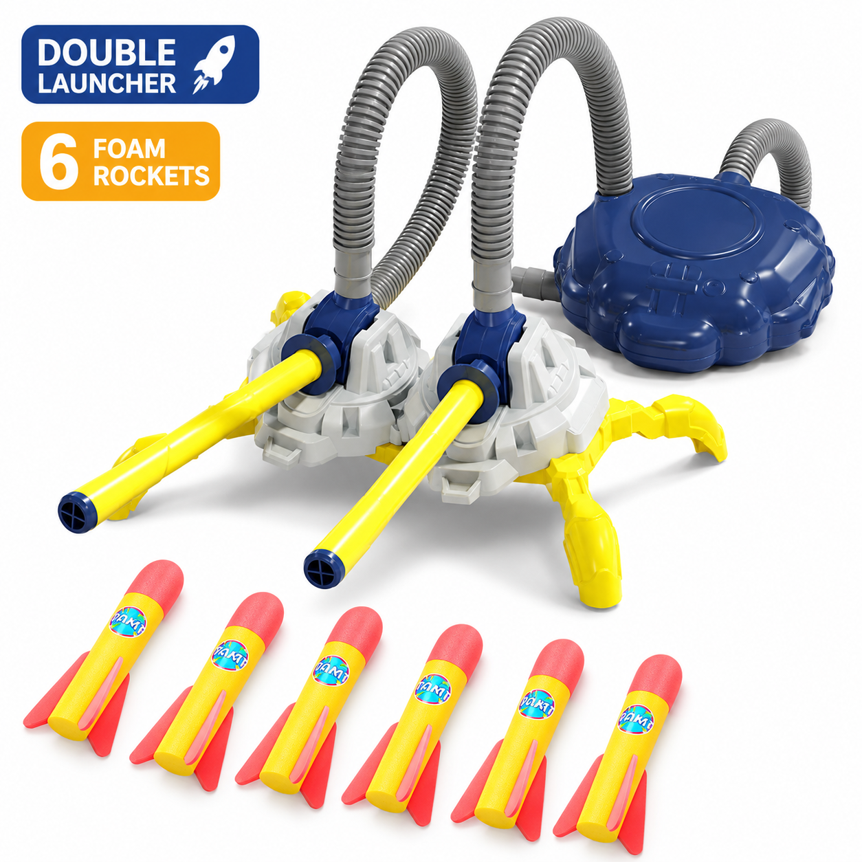 Kids Pedal Rocket Launcher Toy – Glow-in-the-Dark Foam Rockets for Outdoor Fun