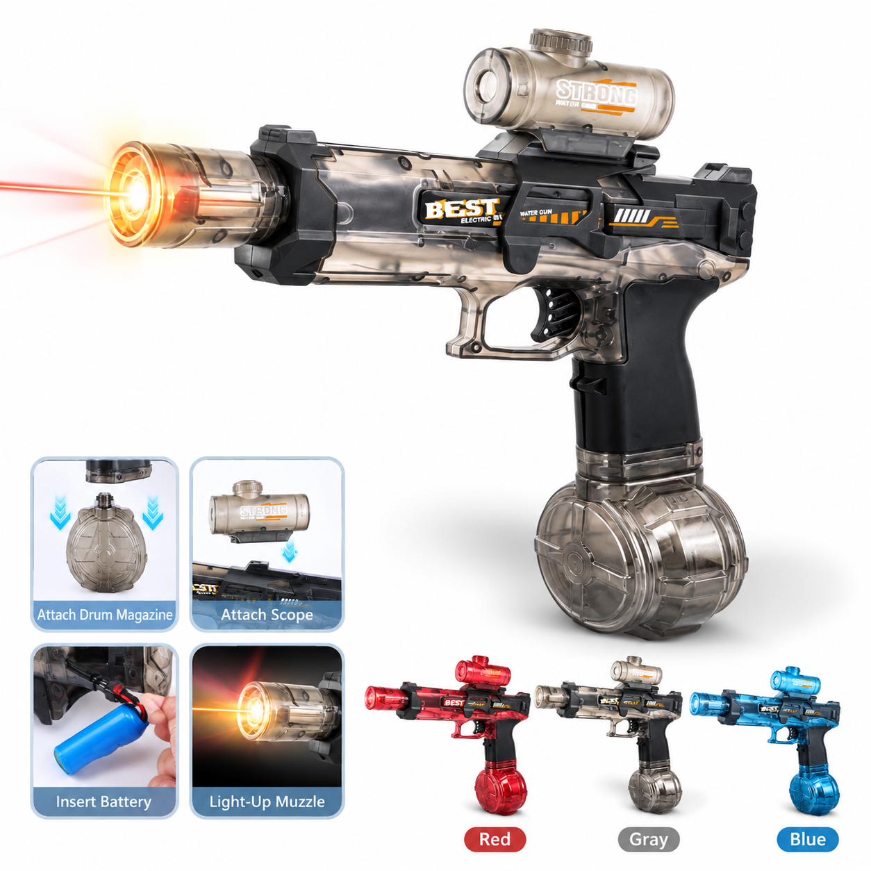 Futuristic Rapid-Fire LED Water Blaster💦