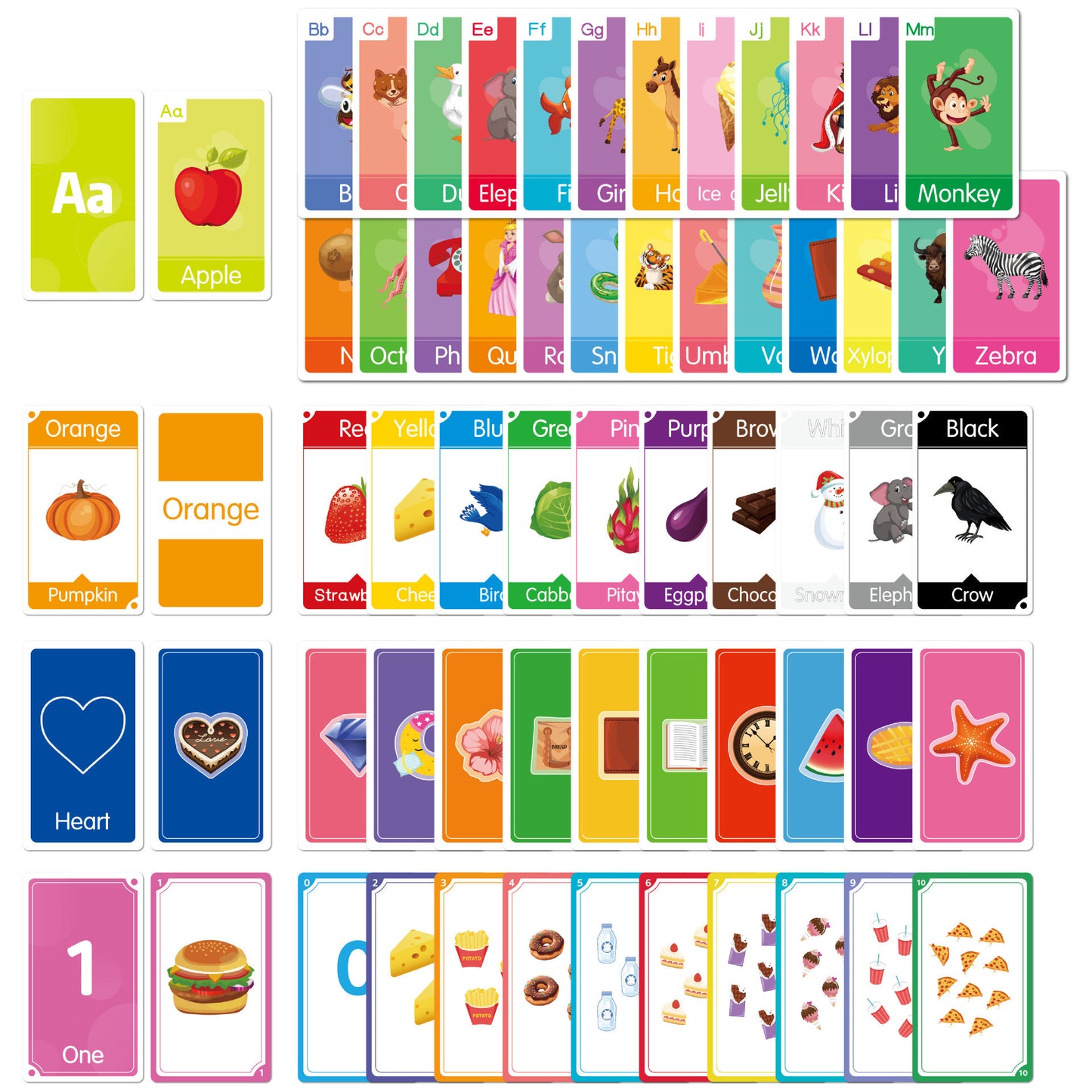 4-in-1 Kids Learning Flash Cards – Letters, Numbers, Colors & Shapes 🌈