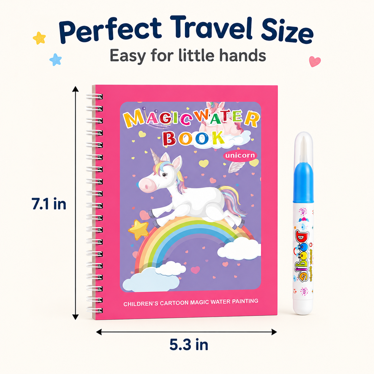 Magic Water Coloring Book-Reusable No-Mess Drawing Activity Set