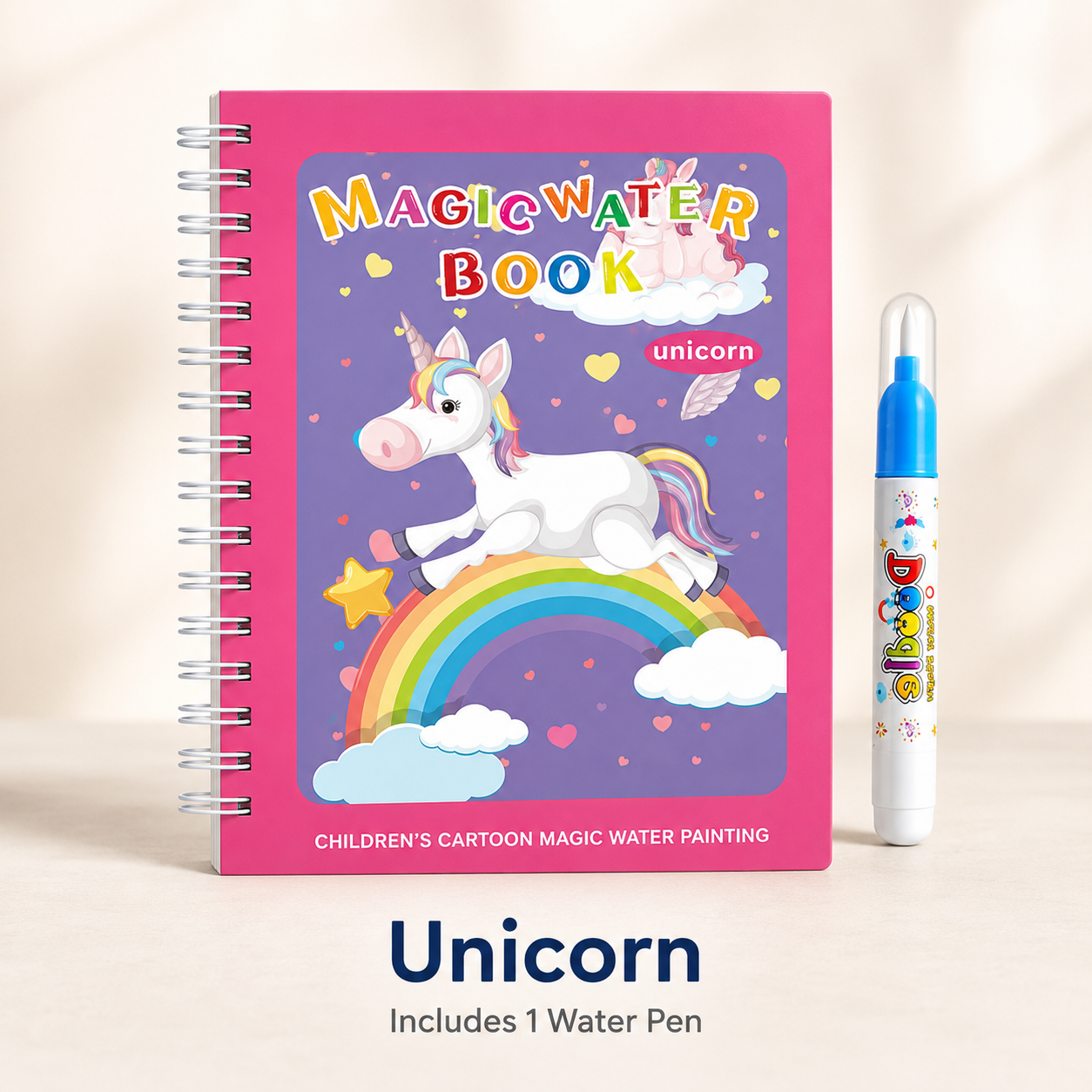 Magic Water Coloring Book-Reusable No-Mess Drawing Activity Set