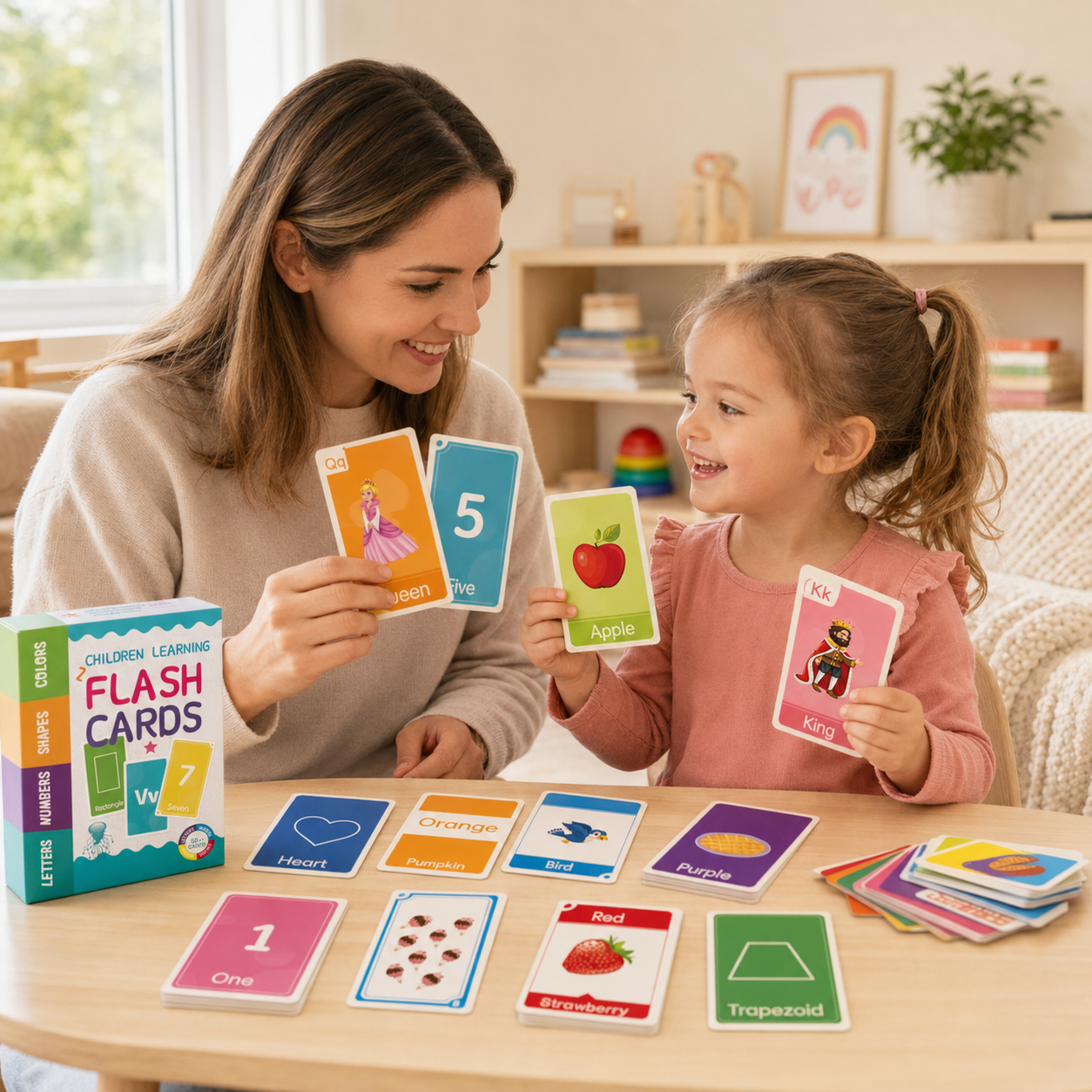 4-in-1 Kids Learning Flash Cards – Letters, Numbers, Colors & Shapes 🌈