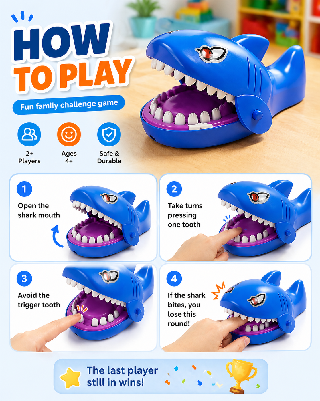 Finger Biting Shark Stress Relief Interactive Toy