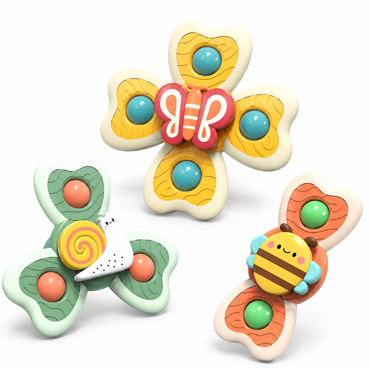 🐝🦋3 PCS Suction Cup Spinner Toy Set