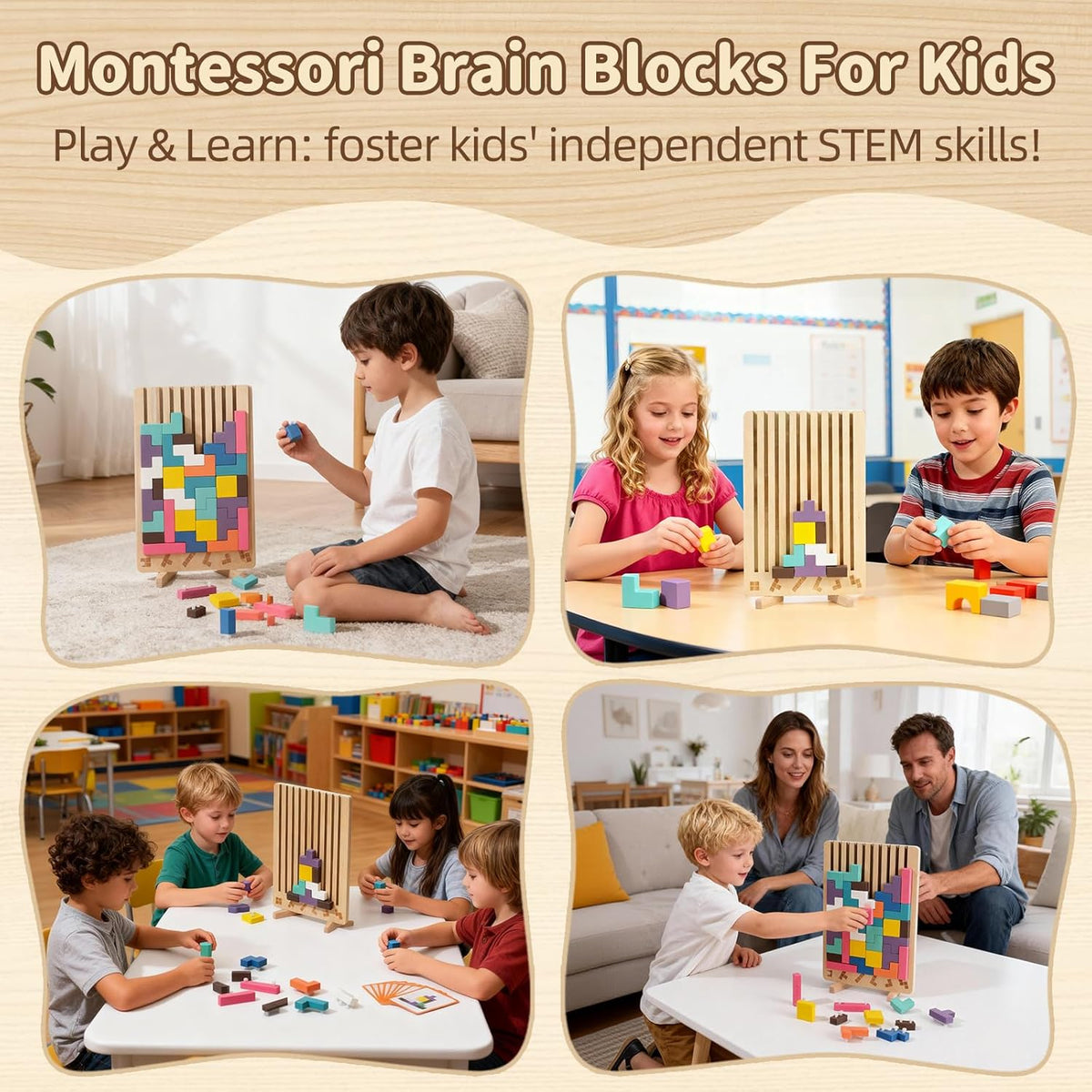Wooden Colorful Tetris Children's Toy